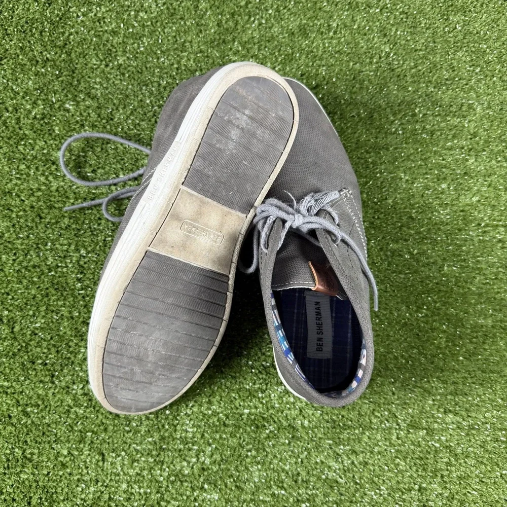 Ben Sherman Mens Grey Perforated Chukka Boots Mid Top Sneakers Size 8.5